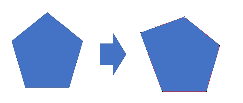 PowerPoint image showing the editing of a point of a polygon