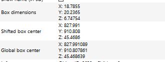 Properties of the set georeferenced with the 4x4 martix