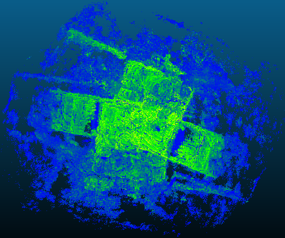 Two point clouds of the same shape, rotated 180 degrees