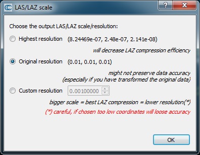 New las/laz save dialog