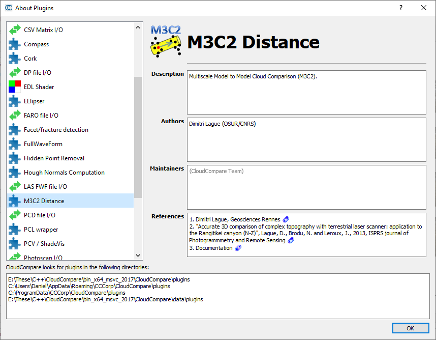 AboutPluginsDialog via cloudcompare.org
